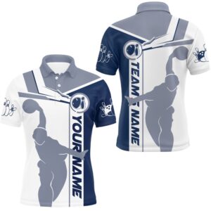 Navy Bowling Polo Shirt For Men Bowling&hellip;