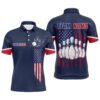 Navy Bowling Polo Shirt Men American Bowling Team Polo Shirt Custom Star Bowling Shirts, Personalized Bowling Team Shirt