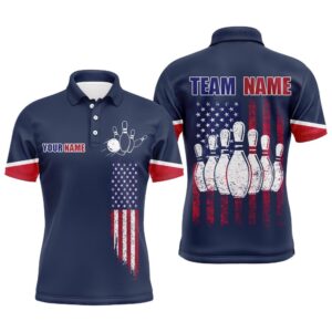 Navy Bowling Polo Shirt For Men Custom&hellip;