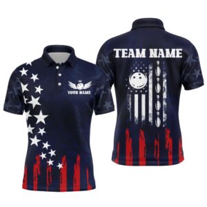 Navy Bowling Polo Shirt Men American Bowling&hellip;