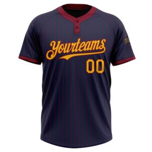 Navy Crimson Pinstripe Gold Two Button Unisex Softball Jersey Custom Team Softball Jersey 2 gz08q6.jpg