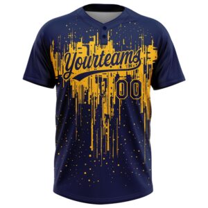Navy Gold 3D Pattern Dripping Splatter Art Two Button Unisex Softball Jersey Custom Team Softball Jersey 2 qpovo8.jpg