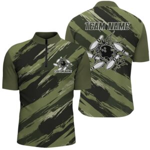 Navy Green Camo Bowling Shirts For Men&hellip;