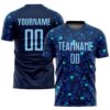 Navy Light Blue Pinstripe Fade Fashion Sublimation Soccer Uniform Jersey, Custom Team Soccer Jersey Shirt