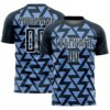 Navy Light Blue White Sublimation Soccer Uniform Jersey, Custom Team Soccer Jersey Shirt Navy Light Blue White Sublimation Soccer Uniform Jersey, Custom Team Soccer Jersey Shirt