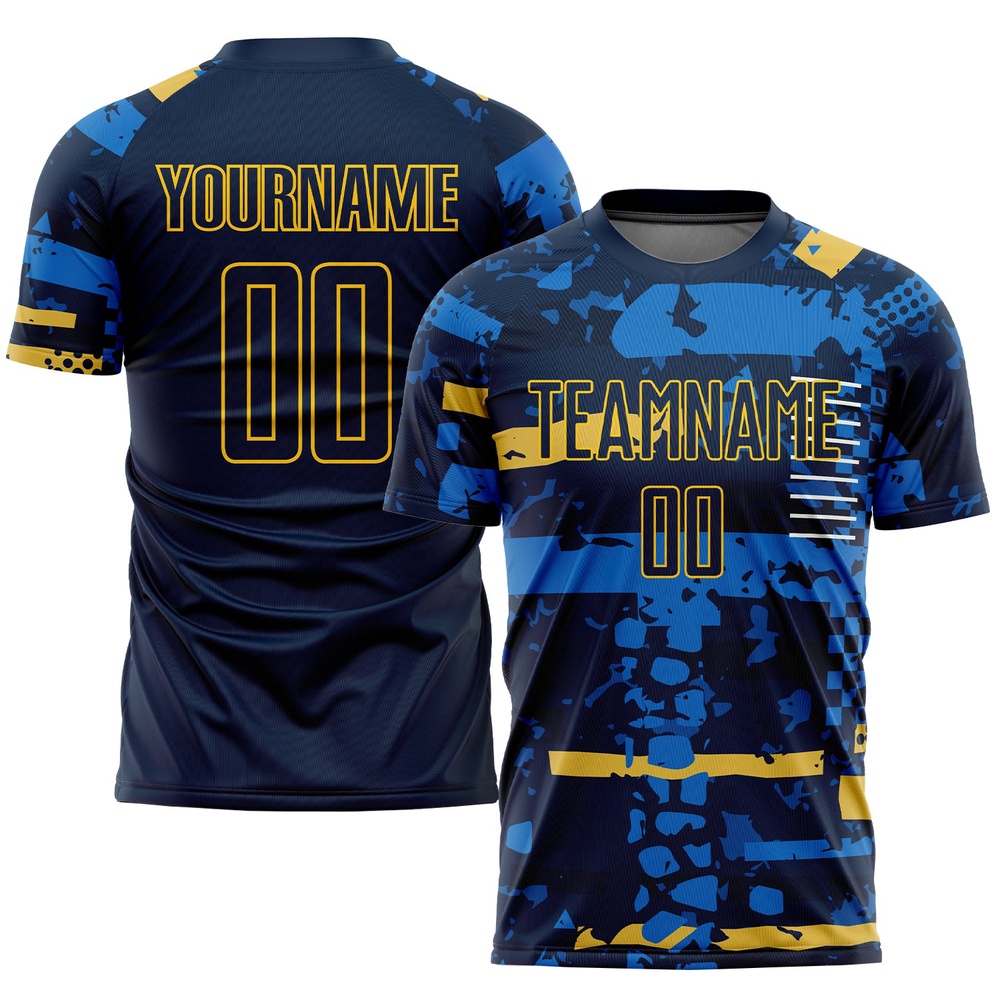Navy Navy Gold Sublimation Soccer Uniform Jersey, Custom Team Soccer Jersey Shirt Navy Navy Gold Sublimation Soccer Uniform Jersey, Custom Team Soccer Jersey Shirt