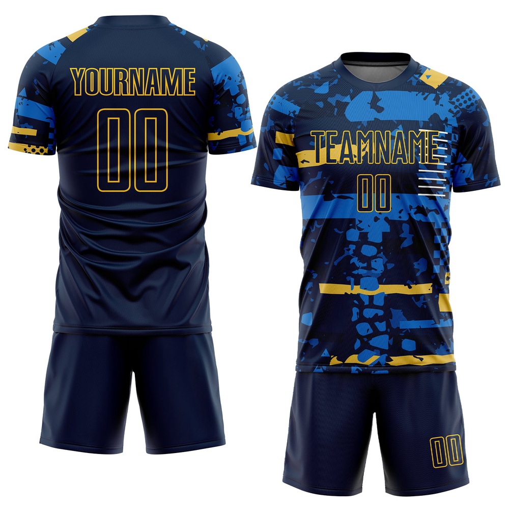 Navy Navy Gold Sublimation Soccer Uniform Jersey, Custom Team Soccer Jersey Shirt Navy Navy Gold Sublimation Soccer Uniform Jersey, Custom Team Soccer Jersey Shirt