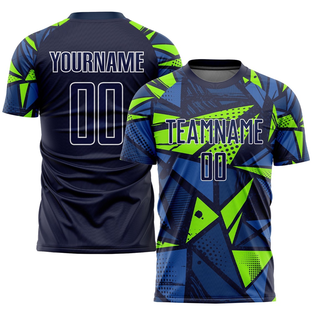 Navy Navy Neon Green Sublimation Soccer Uniform Jersey, Custom Team Soccer Jersey Shirt Navy Navy Neon Green Sublimation Soccer Uniform Jersey, Custom Team Soccer Jersey Shirt