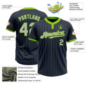 Navy Neon Green Pinstripe Gray Two Button Unisex Softball Jersey Custom Team Softball Jersey 3 kwb1ju.jpg