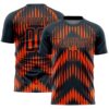 Navy Orange Pinstripe Fade Fashion Sublimation Soccer Uniform Jersey, Custom Team Soccer Jersey Shirt Navy Orange Pinstripe Fade Fashion Sublimation Soccer Uniform Jersey, Custom Team Soccer Jersey Shirt
