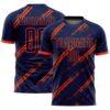 Navy Orange White Sublimation Soccer Uniform Jersey, Custom Team Soccer Jersey Shirt Navy Orange White Sublimation Soccer Uniform Jersey, Custom Team Soccer Jersey Shirt