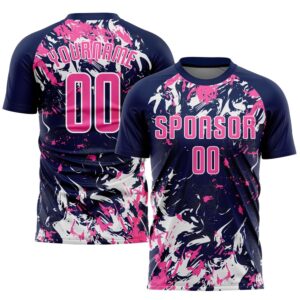 Navy Pink White Sublimation Soccer Uniform Jersey,&hellip;