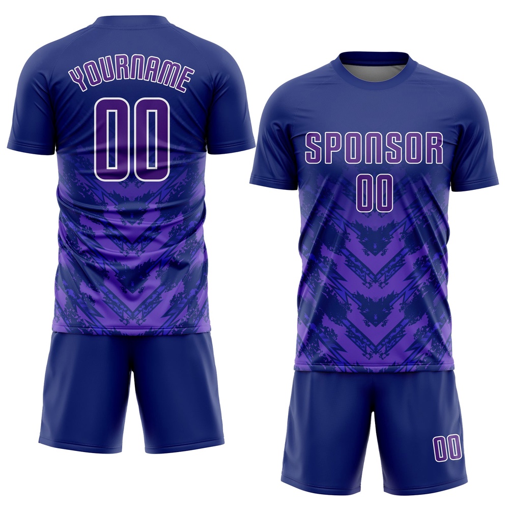 Navy Purple White Sublimation Soccer Uniform Jersey, Custom Team Soccer Jersey Shirt