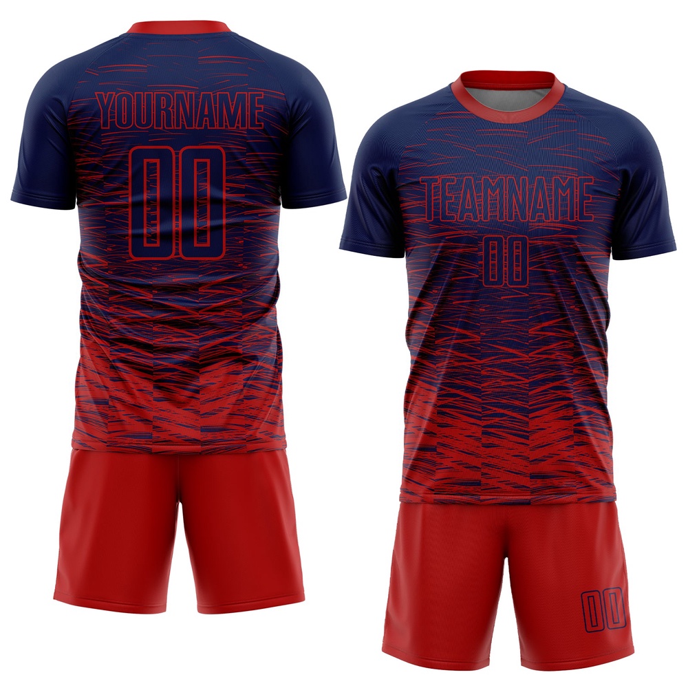Navy Red Sublimation Soccer Uniform Jersey, Custom Team Soccer Jersey Shirt