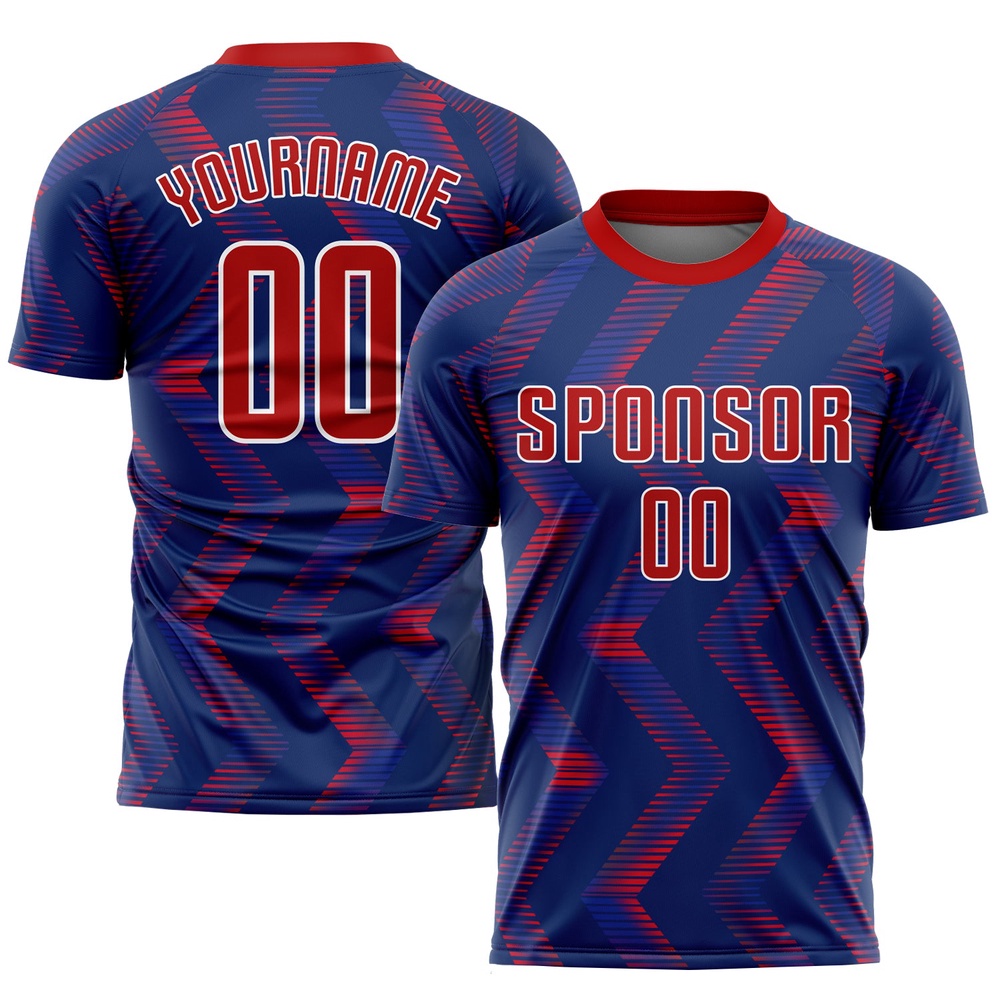 Navy Red White Sublimation Soccer Uniform Jersey, Custom Team Soccer Jersey Shirt