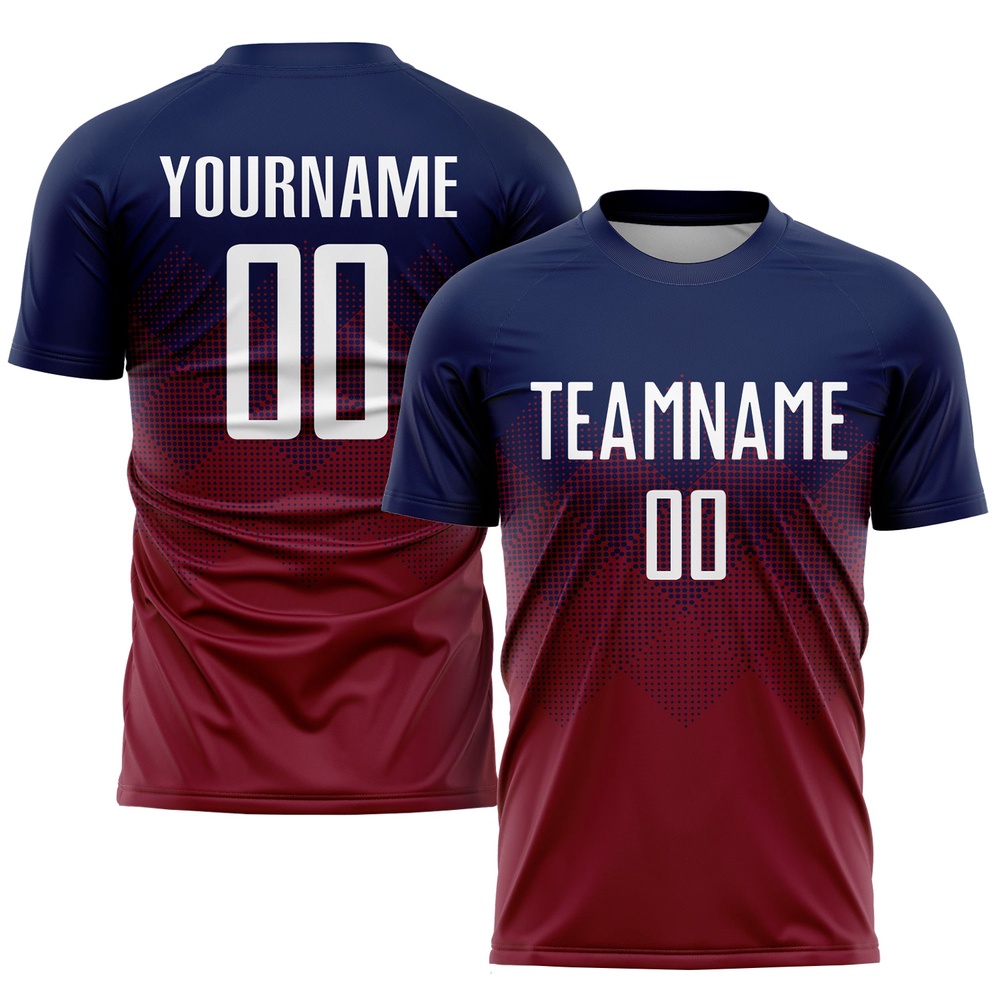 Navy White Crimson Sublimation Soccer Uniform Jersey, Custom Team Soccer Jersey Shirt Navy White Crimson Sublimation Soccer Uniform Jersey, Custom Team Soccer Jersey Shirt