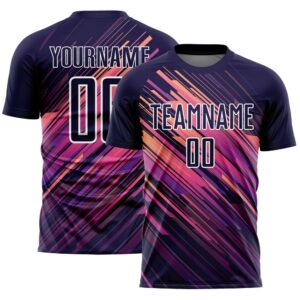Navy White Lines Sublimation Soccer Uniform Jersey,&hellip;