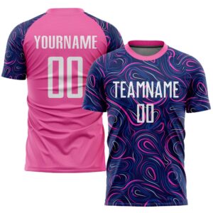 Navy White Pink Sublimation Soccer Uniform Jersey,&hellip;