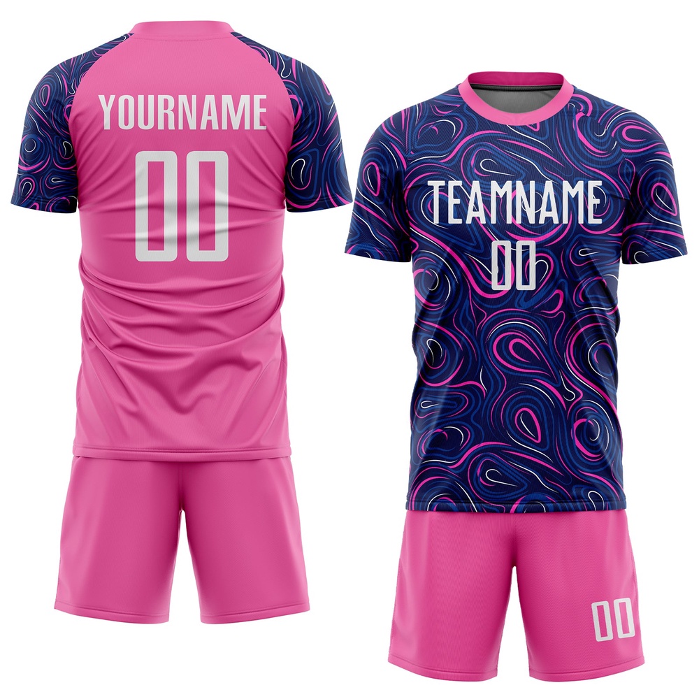 Navy White Pink Sublimation Soccer Uniform Jersey, Custom Team Soccer Jersey Shirt