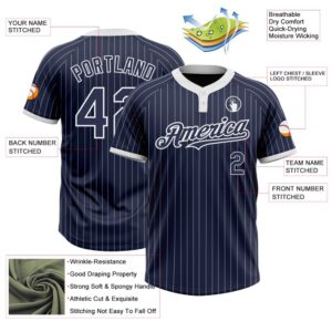Navy White Pinstripe White Two Button Unisex Softball Jersey Custom Team Softball Jersey 3 olmc2k.jpg