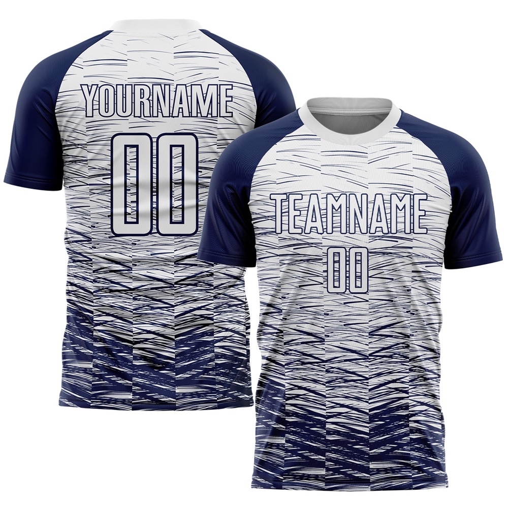 Navy White Sublimation Soccer Uniform Jersey, Custom Team Soccer Jersey Shirt