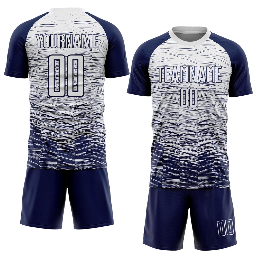 Navy White Sublimation Soccer Uniform Jersey, Custom Team Soccer Jersey Shirt