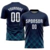 Navy White Wavy Lines Sublimation Soccer Uniform Jersey, Custom Team Soccer Jersey Shirt Navy White Wavy Lines Sublimation Soccer Uniform Jersey, Custom Team Soccer Jersey Shirt