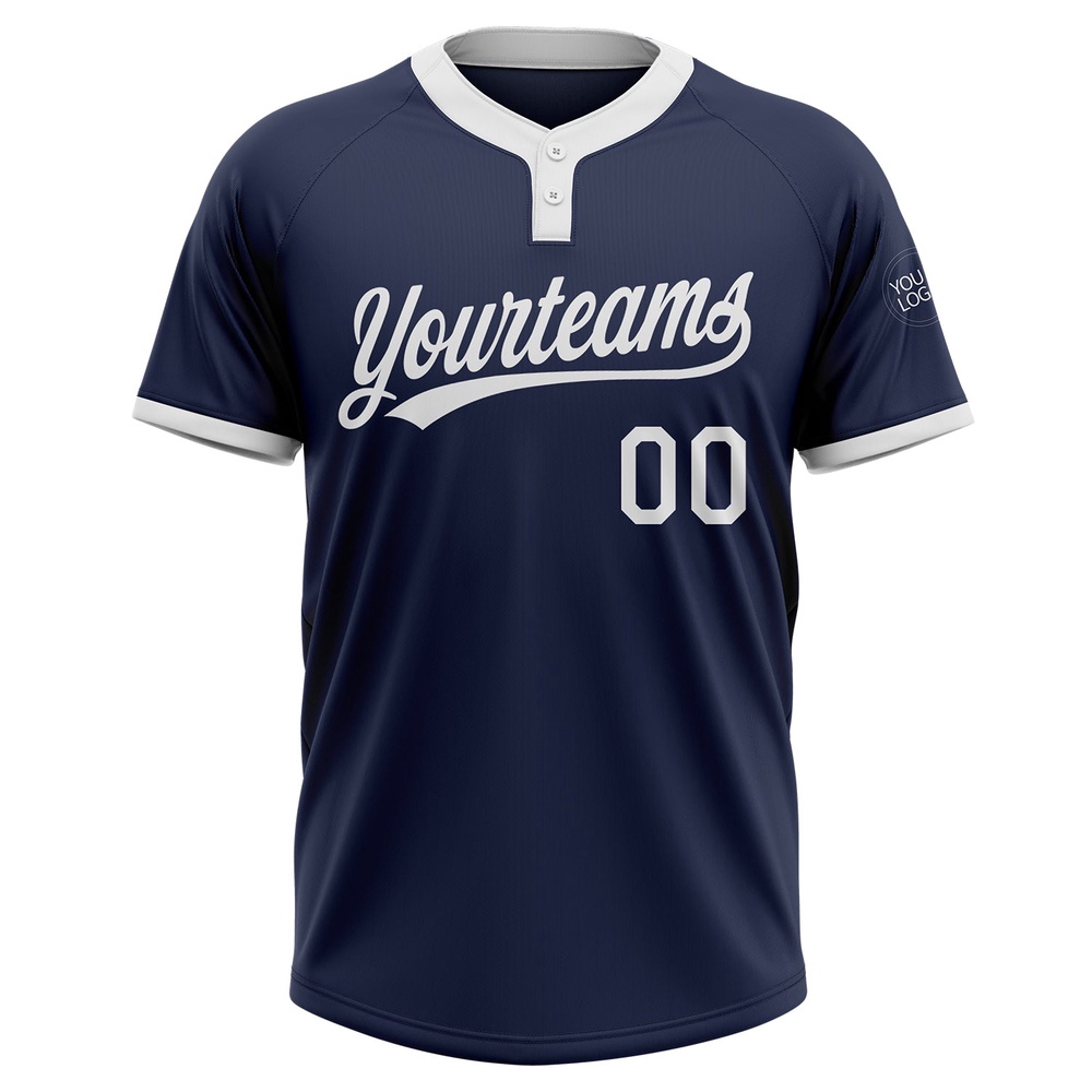 Navy White Two Button Unisex Softball Jersey, Custom Team Softball Jersey Navy White Two Button Unisex Softball Jersey, Custom Team Softball Jersey