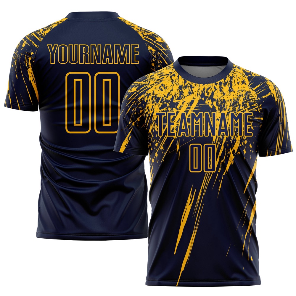 Navy Yellow Sublimation Soccer Uniform Jersey, Custom Team Soccer Jersey Shirt