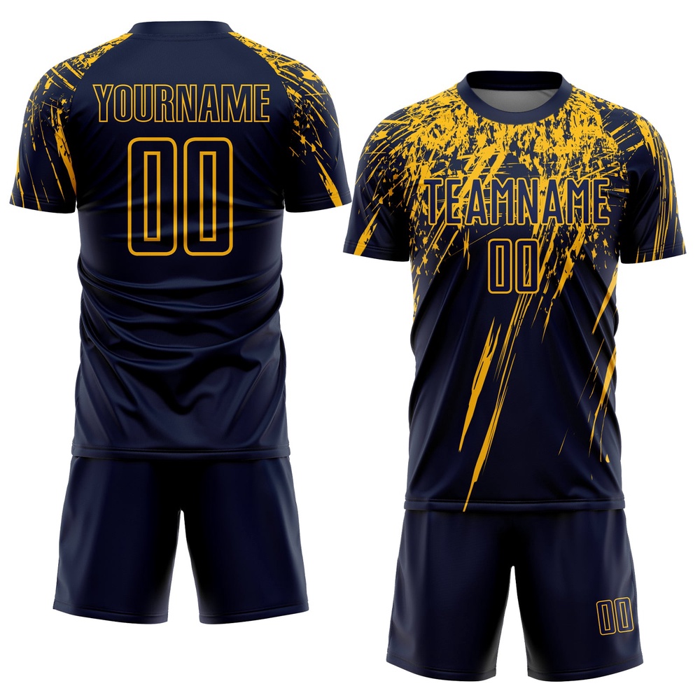 Navy Yellow Sublimation Soccer Uniform Jersey, Custom Team Soccer Jersey Shirt