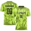 Neon Green Black Lines And Dots Sublimation Soccer Uniform Jersey, Custom Team Soccer Jersey Shirt Neon Green Black Lines And Dots Sublimation Soccer Uniform Jersey, Custom Team Soccer Jersey Shirt