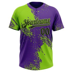 Neon Green Black Purple 3D Pattern Abstract Brush Stroke Two Button Unisex Softball Jersey Custom Team Softball Jersey 2 wkdi86.jpg