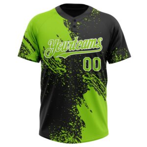 Neon Green Black White 3D Pattern Abstract Brush Stroke Two Button Unisex Softball Jersey Custom Team Softball Jersey 2 kjnxek.jpg