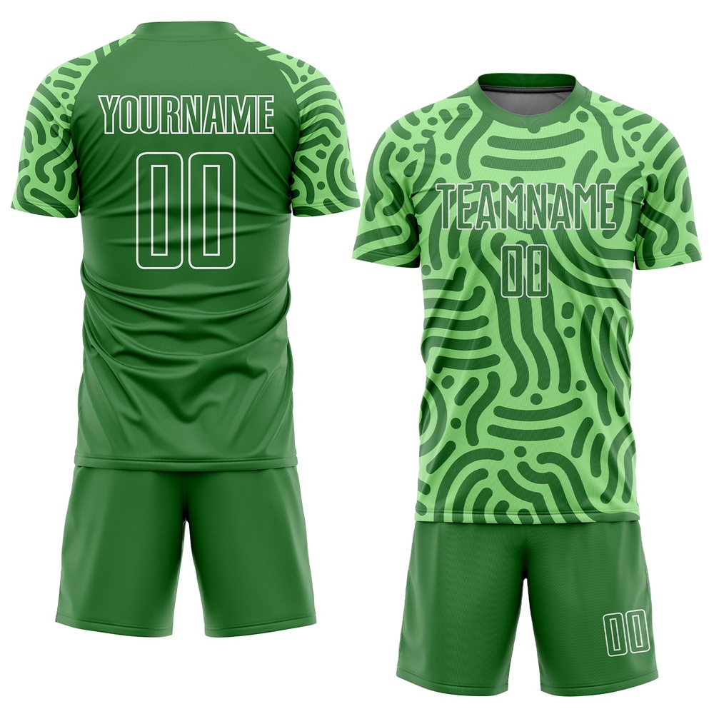 Neon Green Kelly Green White Sublimation Soccer Uniform Jersey, Custom Team Soccer Jersey Shirt