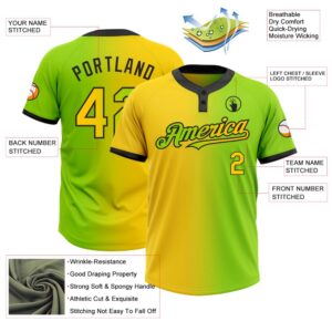 Neon Green Yellow Black Gradient Fashion Two Button Unisex Softball Jersey Custom Team Softball Jersey 3 rcqsca.jpg