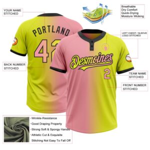 Neon Yellow Medium Pink Black Gradient Fashion Two Button Unisex Softball Jersey Custom Team Softball Jersey 3 mucisg.jpg