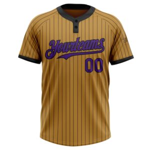 Old Gold Black Pinstripe Purple Two Button Unisex Softball Jersey Custom Team Softball Jersey 2 cyzpbo.jpg