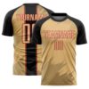 Old Gold Black Sublimation Fade Fashion Soccer Uniform Jersey, Custom Team Soccer Jersey Shirt