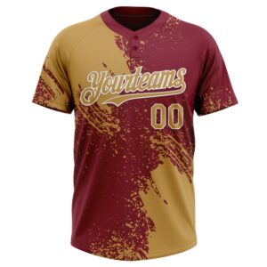 Old Gold Crimson White 3D Pattern Abstract Brush Stroke Two Button Unisex Softball Jersey Custom Team Softball Jersey 2 lnfftz.jpg