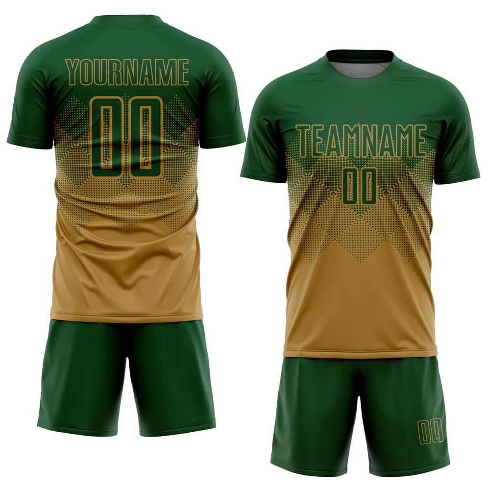 Old Gold Green Sublimation Soccer Uniform Jersey, Custom Team Soccer Jersey Shirt