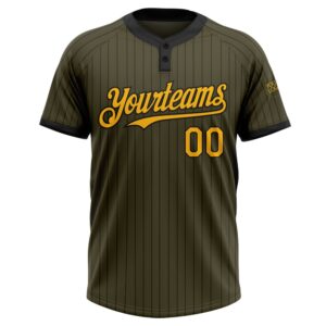 Olive Black Pinstripe Gold Salute To Service Two Button Unisex Softball Jersey Custom Team Softball Jersey 2 o93kiw.jpg