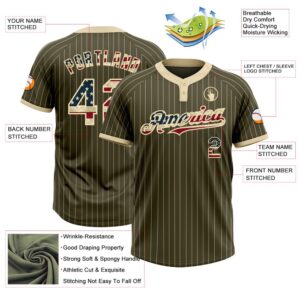 Olive Cream Pinstripe Vintage USA Flag Salute To Service Two Button Unisex Softball Jersey Custom Team Softball Jersey 3 abwoi2.jpg