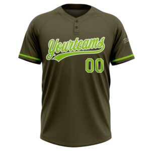 Olive Neon Green White Salute To Service Two Button Unisex Softball Jersey Custom Team Softball Jersey 2 zvulut.jpg