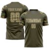 Olive Gold Sublimation Salute To Service Soccer Uniform Jersey, Custom Team Soccer Jersey Shirt