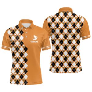 Orange Argyle Pattern Men’s Golf Polo Shirts&hellip;