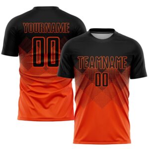 Orange Black Sublimation Soccer Uniform Jersey, Custom&hellip;