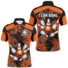 Orange Bowling Shirt Camo Bowling Shirt Customized Flame Bowling Polo Shirt Unisex Polo Shirt For Men, Personalized Bowling Team Shirt