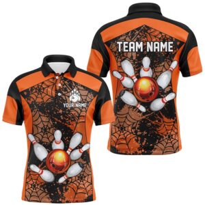 Orange Bowling Shirt For Men Spider Bowling&hellip;