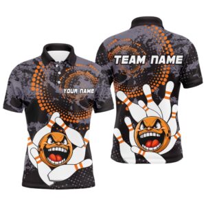 Orange Camo Bowling Shirt Funny Bowling Team&hellip;