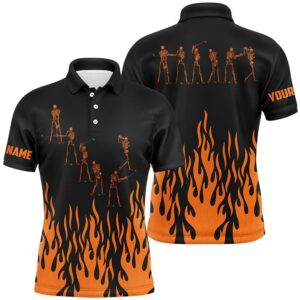 Orange Flame Golf Skeleton Custom Black Men’s&hellip;